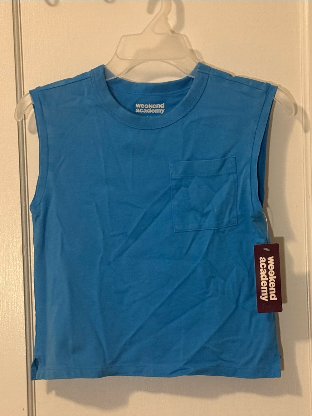 Weekend Academy Kids Blue Sleeveless Pocket Tank Size M